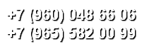 +7 (960) 048 66 06 +7 (965) 582 00 99